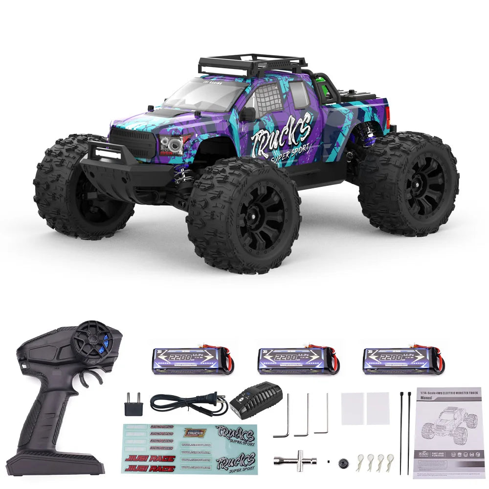 JIUSI PT14R MT14R 1/14 4WD RC Car 80km/h Brushless 2.4G Remote Control Racing Car High Speed Off-road RC Truck 3S 35C 2200mAh