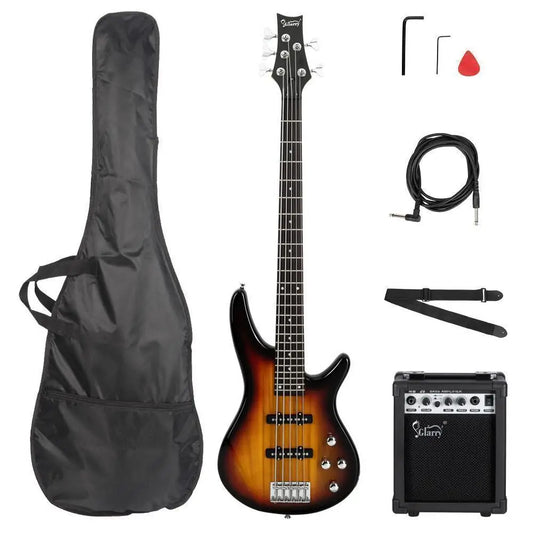 GIB Electric Bass Guitar 5 String Beginner Kit with 20W AMP & Bag