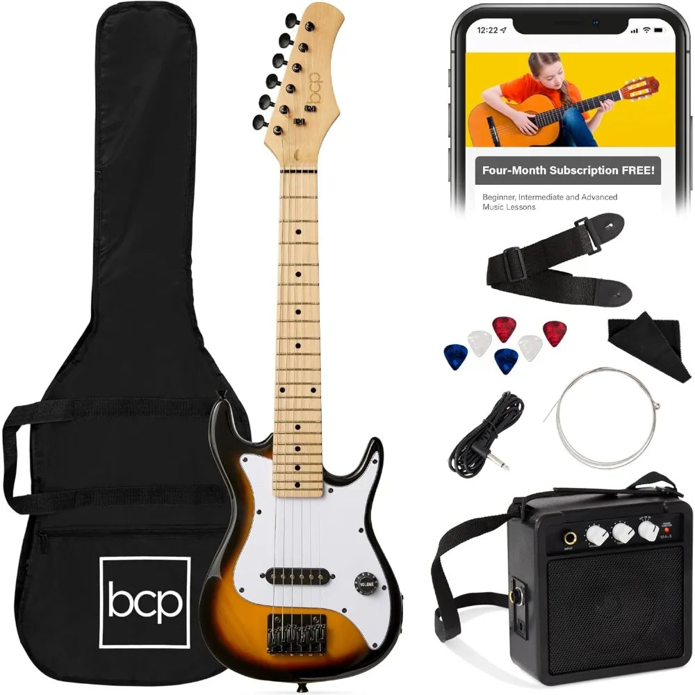 30in Kids Electric Guitar Beginner Starter Kit w/ 5W Amplifier, Strap, Gig Bag, Strings, Picks - Sunburst