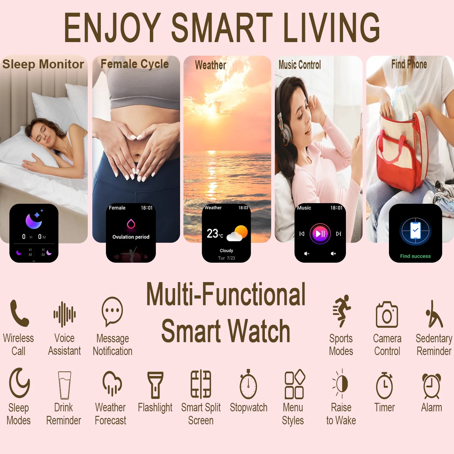 1.85" TFT Touchscreen Smart Watch: Wireless Calls, Message Notifications, Multiple Sport Modes - Ideal Gift for Men and Women