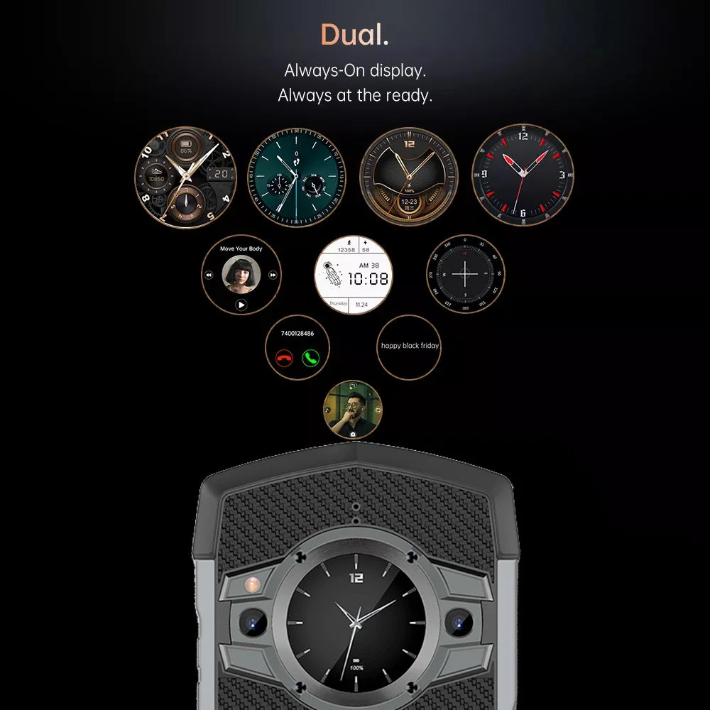 Unihertz Tick Tock 5G Rugged Smartphone Android 128GB 48MP Camera Cellphone 6000mAh Phone with Dual-Screen IP 68 Waterproof