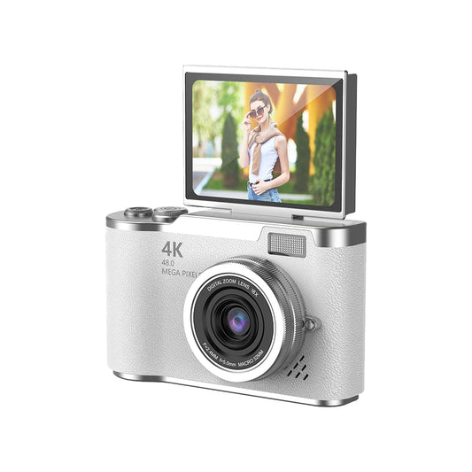 4K Digital Camera 48MP Compact Small Camera 8X Zoom Video Camcorder 180 Flip Screen Vintage Camera for Teens Adult Beginner