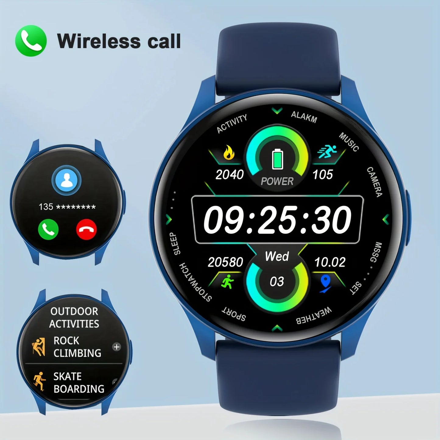 Smartwatch, Wireless Communication/dialing, Multiple Sports Modes, Sports Watch, Change Wallpaper, Fitness Monitoring, Compatibl