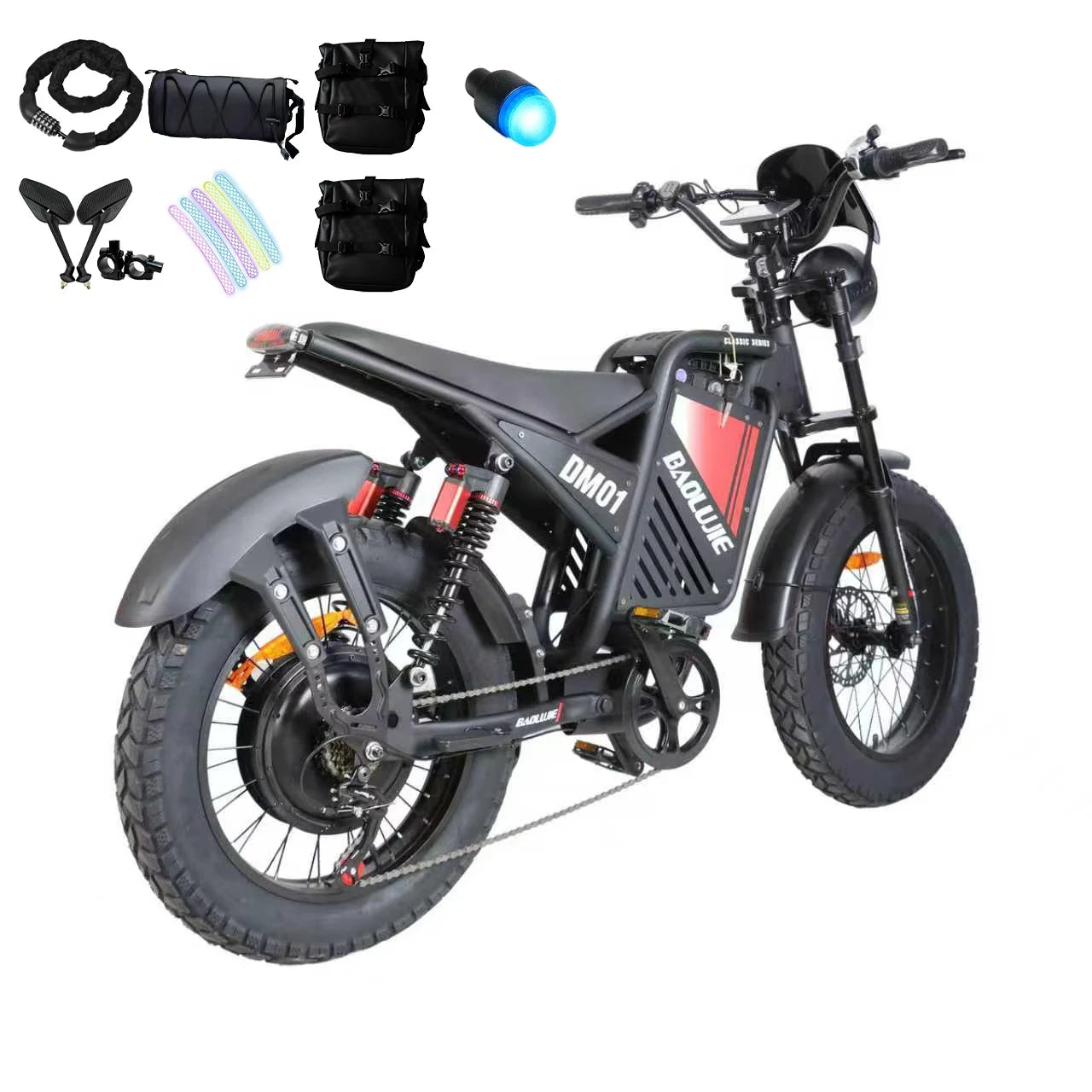 BAOLUJIE DM01 Motor Electric Bicycle，E-Bike Motorcycle for Adults，60V 30AH Lithium Battery，42 MPH Electric Bike【1 Year Warranty】