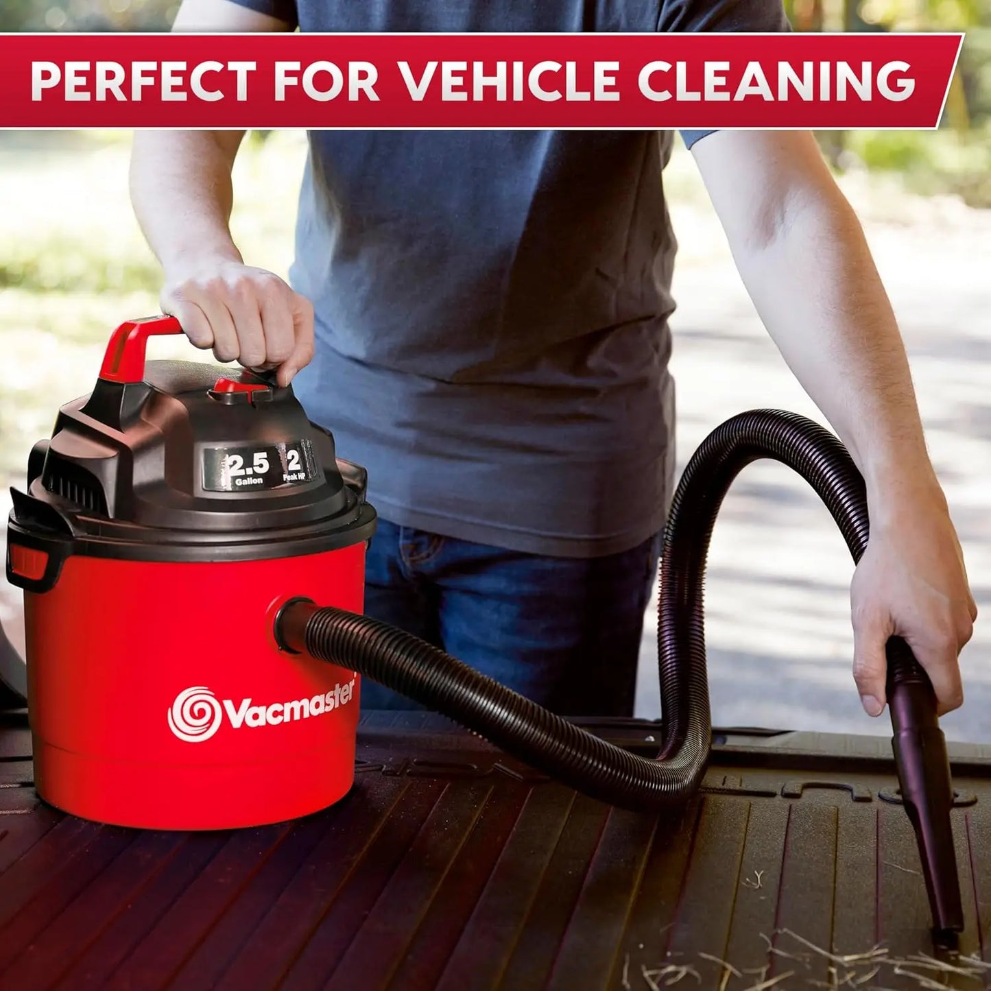 2.5-Gallon Wall-Mounted Wet/Dry Vacuum with 100 Air Watt Motor, Lightweight & Portable for Easy Cleaning