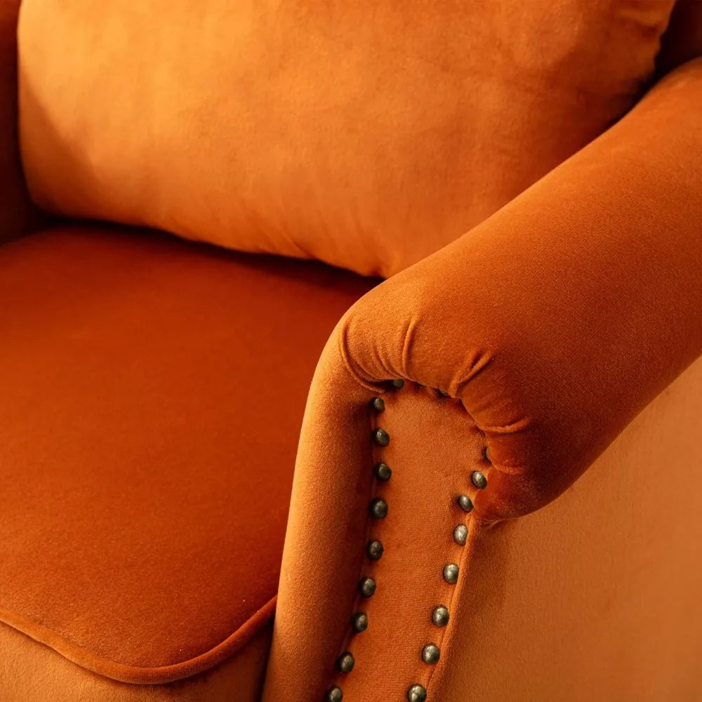 Mid-Century Modern Accent Chair, Comfortable Single Sofa with Channel Back and Pillow for Living Room and Bedroom