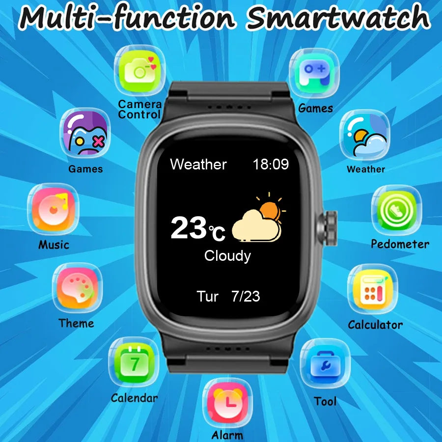 Smart Watch for Children 4-15 Years Old with 20 Games, Camera Control Alarm Clock Music Player Pedometer Birthday Gift (Blue)