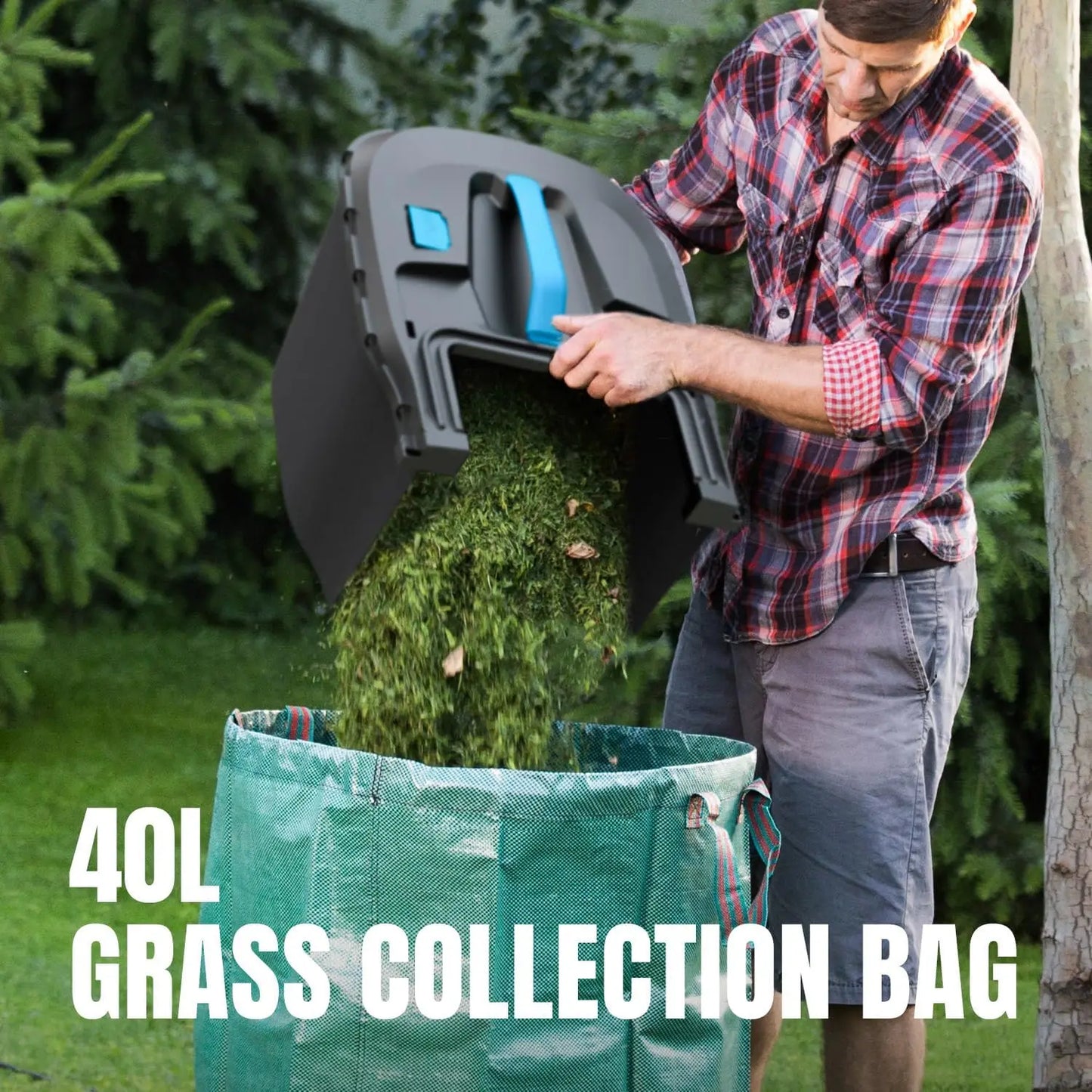 XMSJ Cordless Electric Lawn Mower 2x20V Brushless Height Adjustment