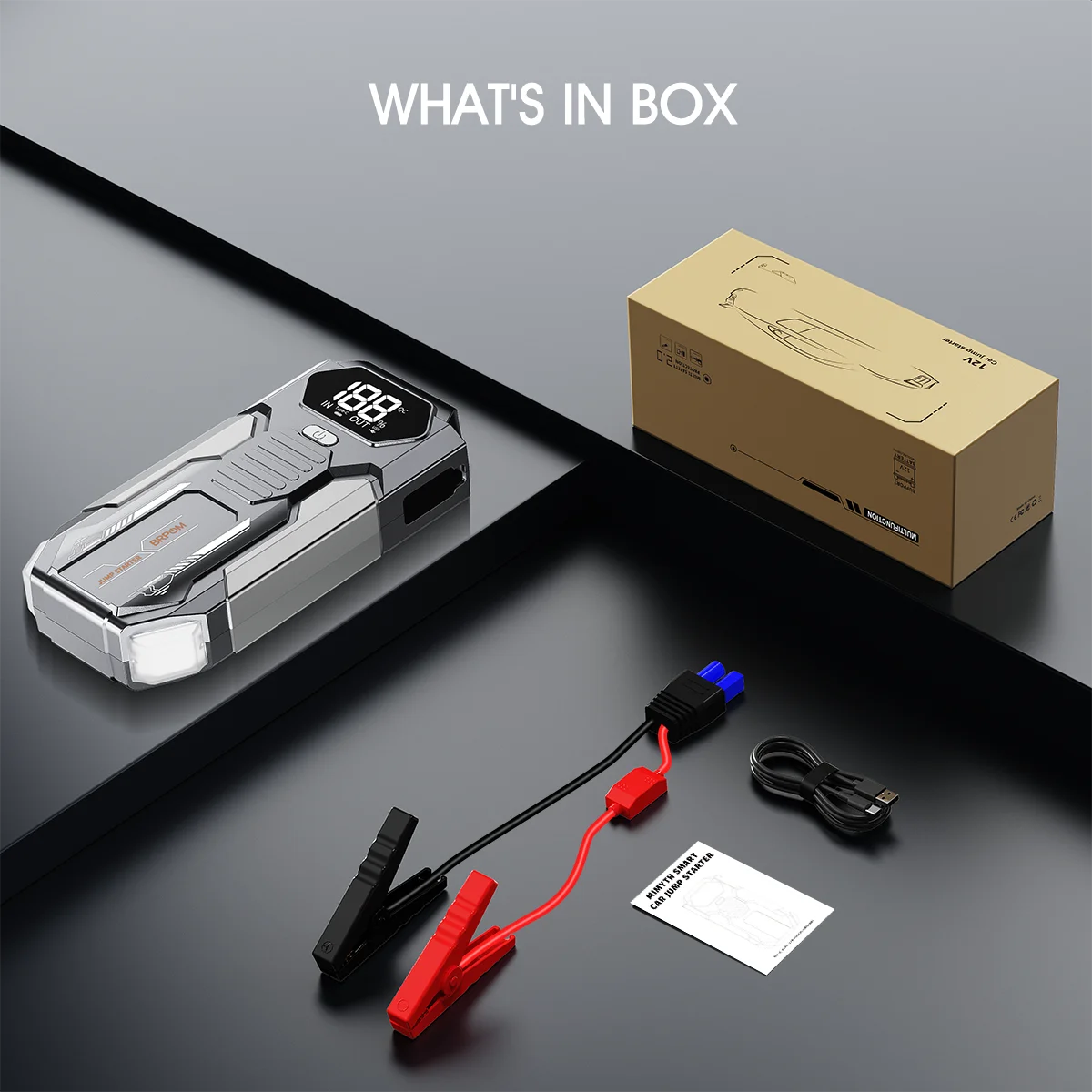 Car Jump Starter  Battery Charger Emergency Power Bank Booster for 12V Gasoline and Diesel Vehicles Starting