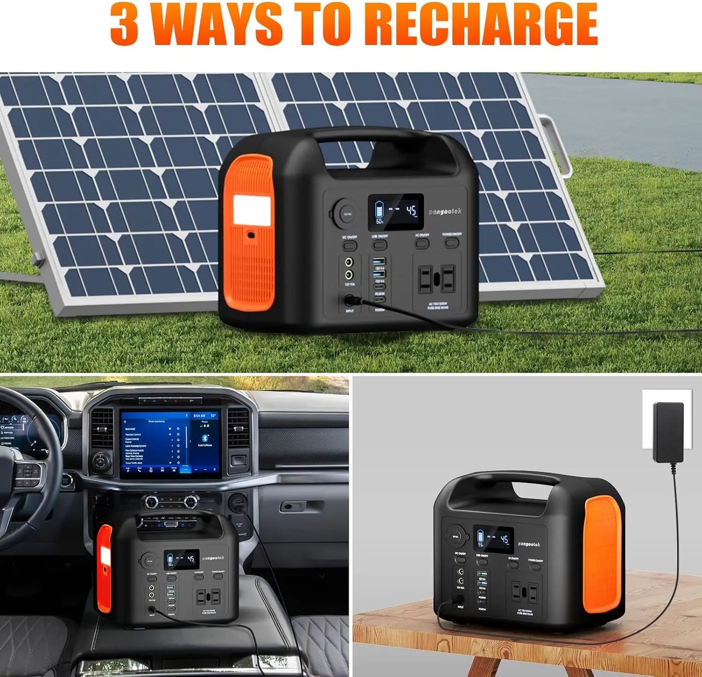 600W Portable Power Station with 299Wh LiFePO4 Battery, Solar Generator, Pure Sine Wave AC Outlets for Camping and Backup