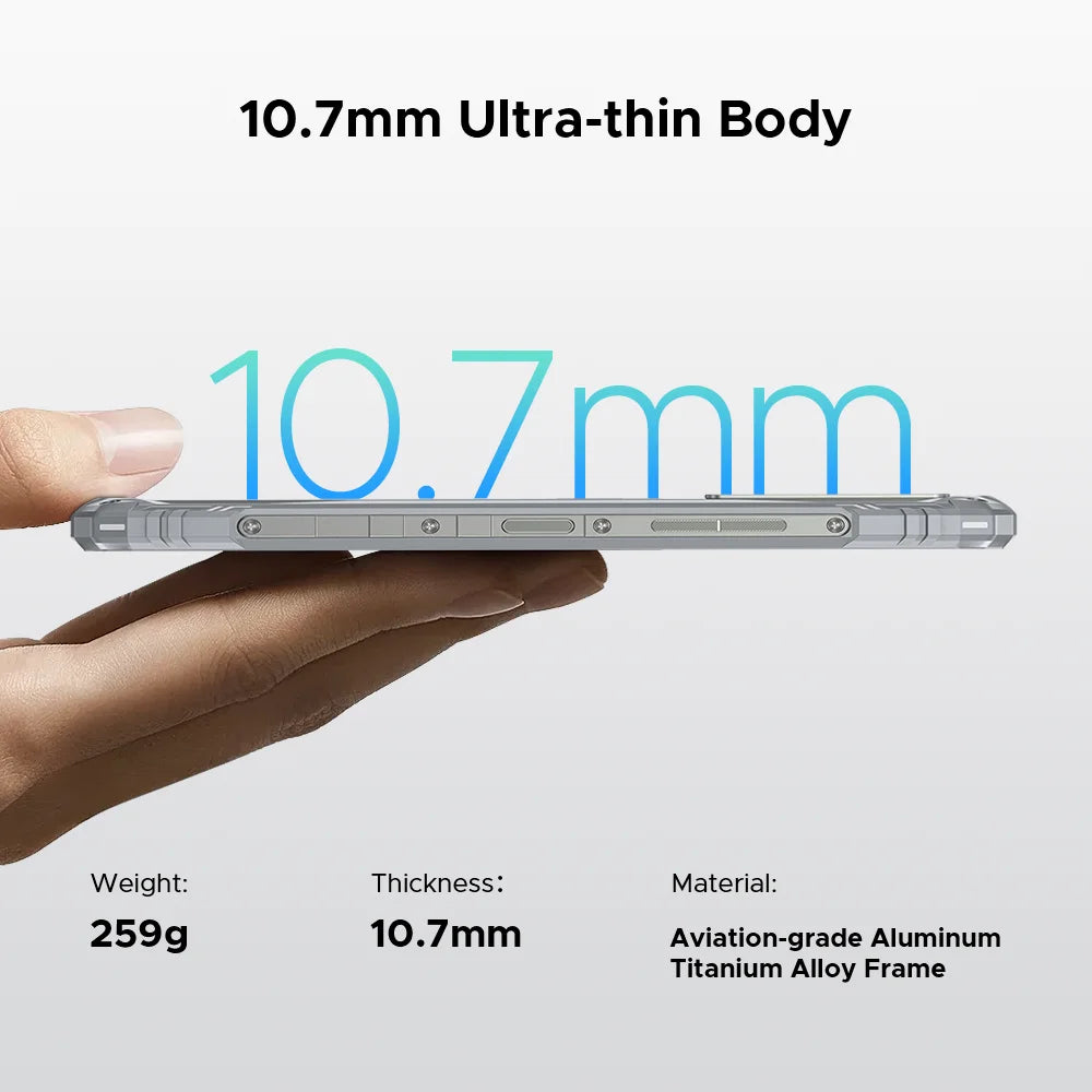 DOOGEE Blade10 Pro Energy Rugged Phone 6.56'' Screen 10.7mm Ultra-thin 6GB RAM 256GB ROM 6150mAh Battery Android 15  Smartphone