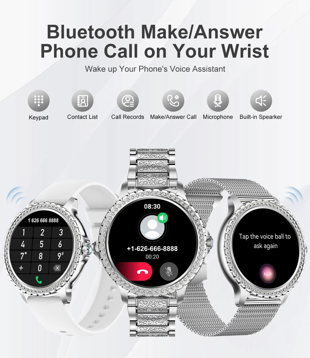 Smart Watches for Women,1.32" HD Fitness Tracker Watch with Answer/Make Call,AI Voice Control,Heart Rate/Calories/SpO2