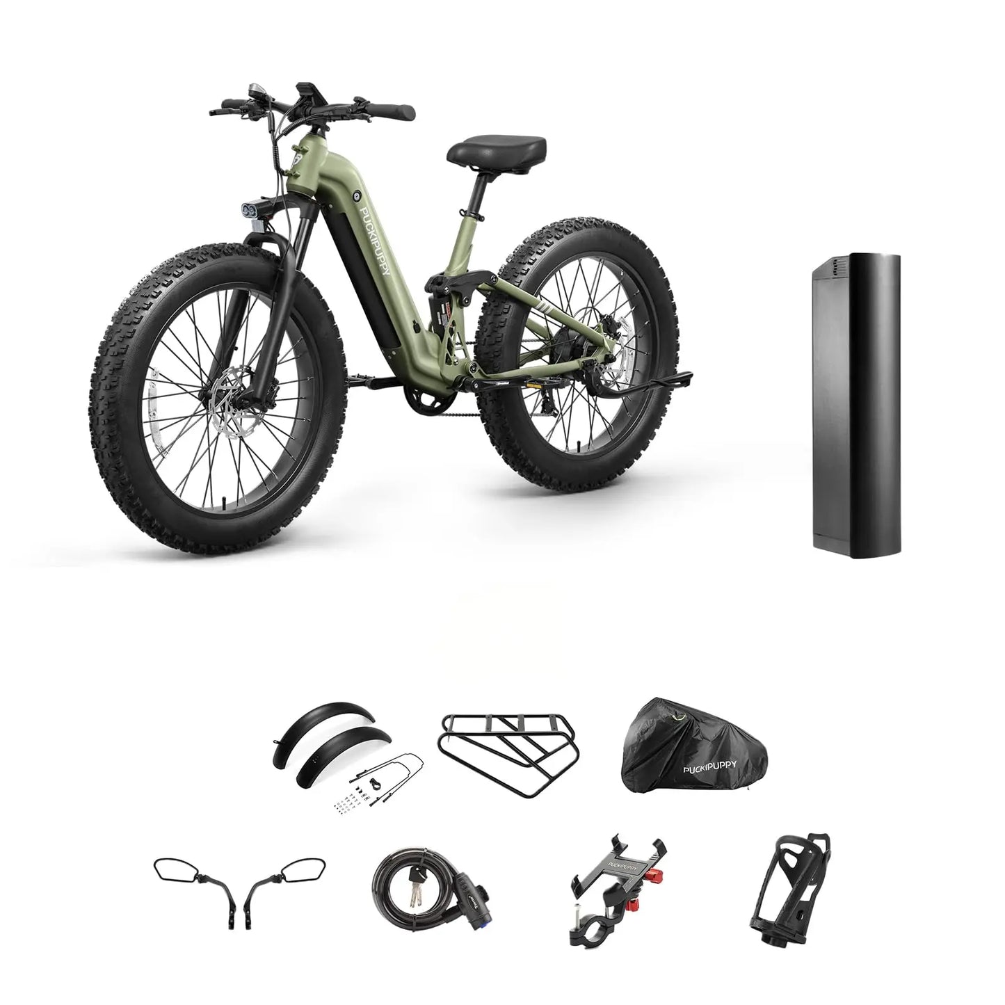 PUCKIPUPPY Boxer St Electric Bike for Adults 960W 48V 20AH Electric Bicycles with Luxury Accessory Pack and Extra 15Ah Battery