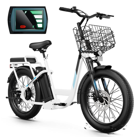 CAROMA Peak 560W Electric Scooter with Seat,20" Fat Tire E-Bike,Adult Scooter for Commuting with Basket&UL2272 1 Year Warranty
