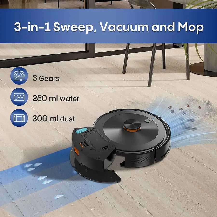 Robot Vacuum and Mop Combo with LiDAR Navigation,4000Pa Suction Robot Vacuum Cleaner with Mapping,NoGo Zones,Vacuum Robot for Pe