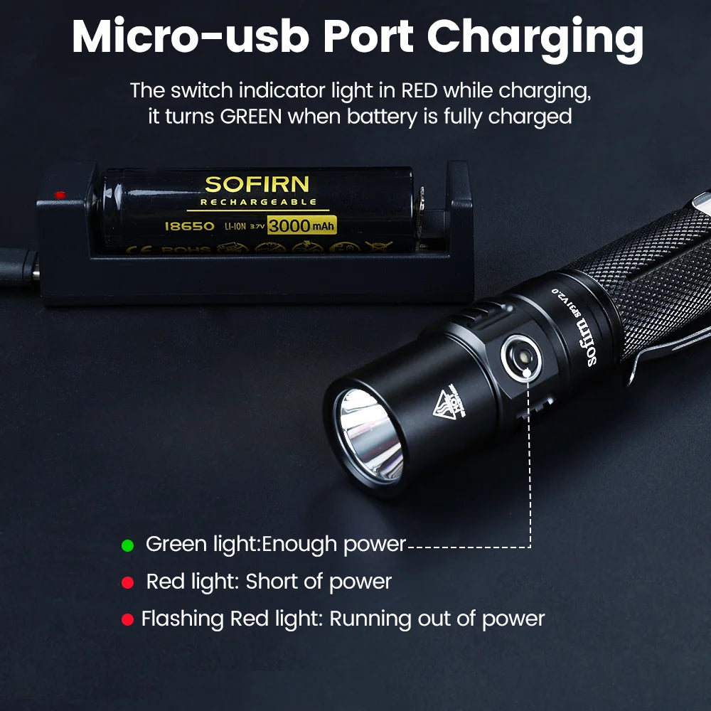 Sofirn SP31 V2.0 Led Flashlight 1200lm 18650 XPL-HI LED Torch Light Tactical Lamp High Power Flashlight 5300-5700K Lanterna