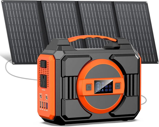 300W Portable Solar Generator with 40W Panel, 220Wh Power Bank, AC Outlet for Camping and Home Use
