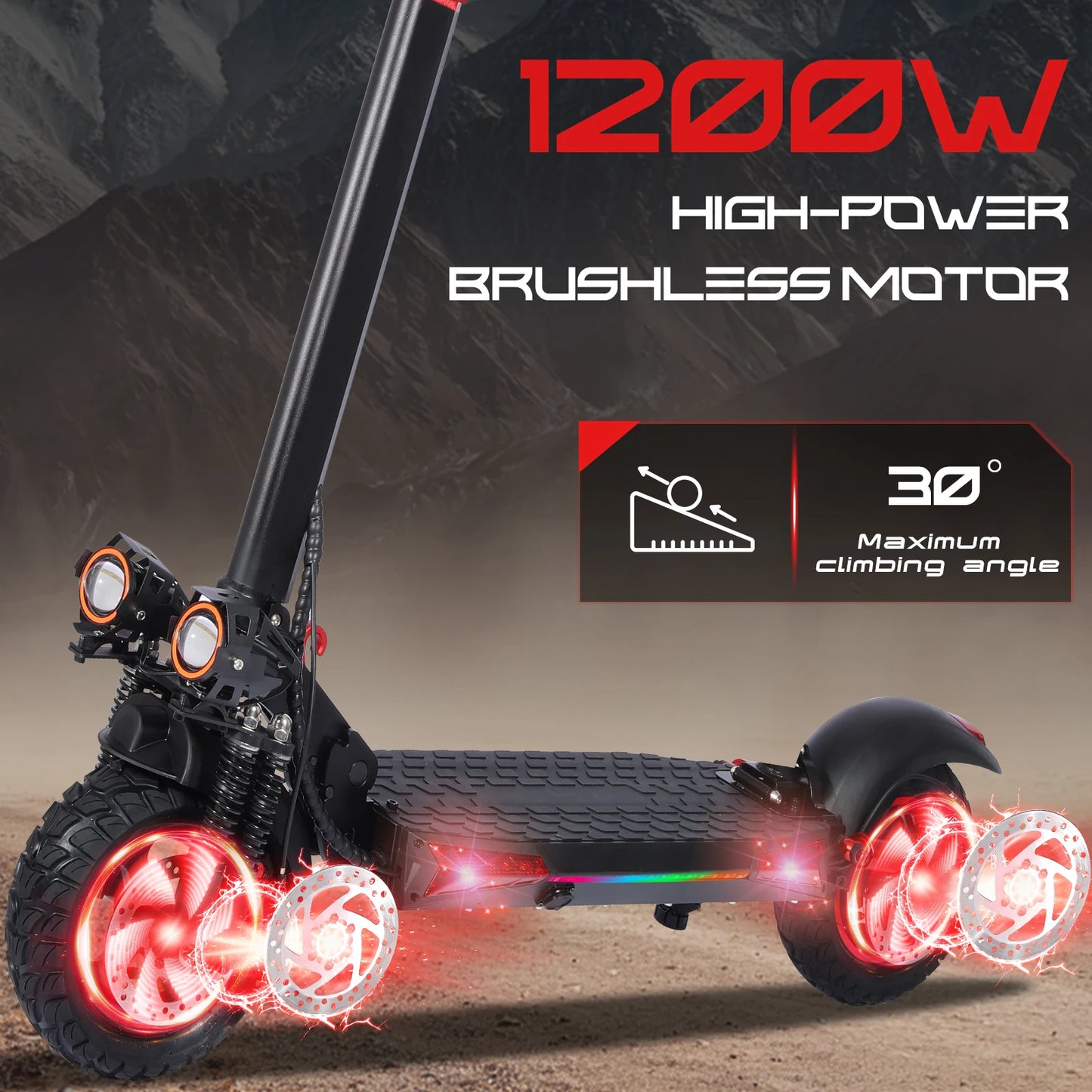 J11 Electric Scooters USA Warehouse 1200W Brushless Motor 48V18ah Electric scooter adult Max Speed 34Mile 11'' Off-road Tires