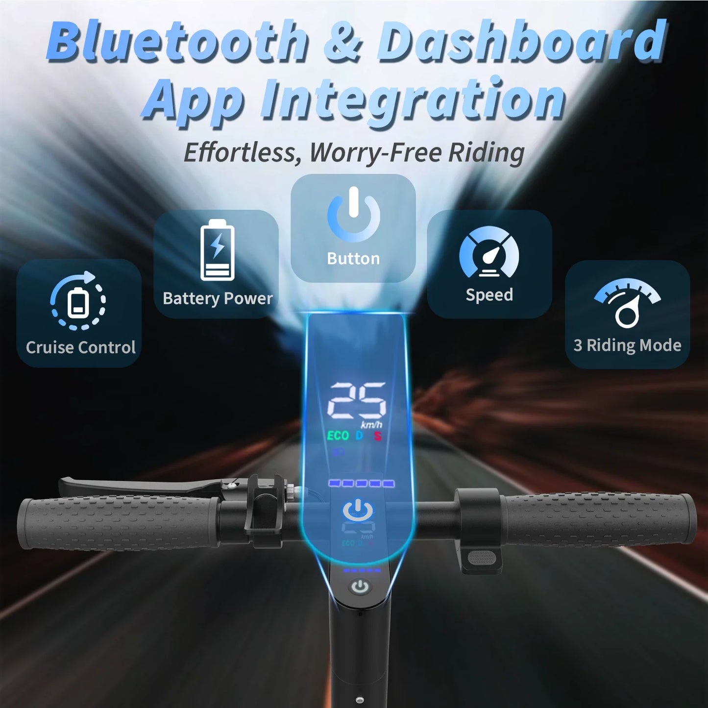 AOVOPRO AP07 Electric Scooter 10.5Ah 19mph APP Smart Control Scooter 8.5inch 16miles Max Range Double shock absorption for Adult