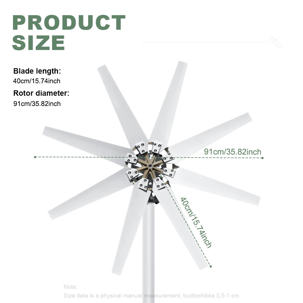 1kw 1000w Horizontal Strong Wind Turbine Generator 48V 24V 12V Power Magnetic Dynamo Free Energy 220v Inverter Output For Home