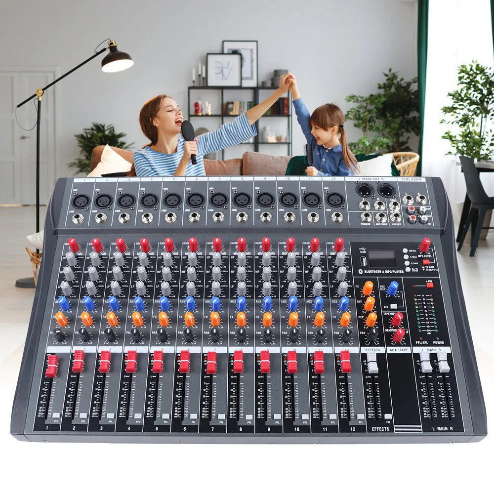 12 CH Channel Studio Audio Mixer Bluetooth USB DJ KTV Sound Board Mixing Console