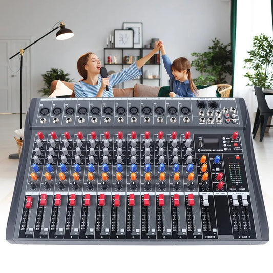 12 CH Channel Studio Audio Mixer Bluetooth USB DJ KTV Sound Board Mixing Console