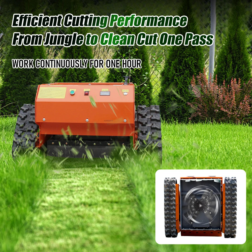 Automatic Robotic Lawn Mower with Tracks, 60 Min Runtime, Adjustable Height & Smart Sensors for Sloped Gardens, Grass Trimmer