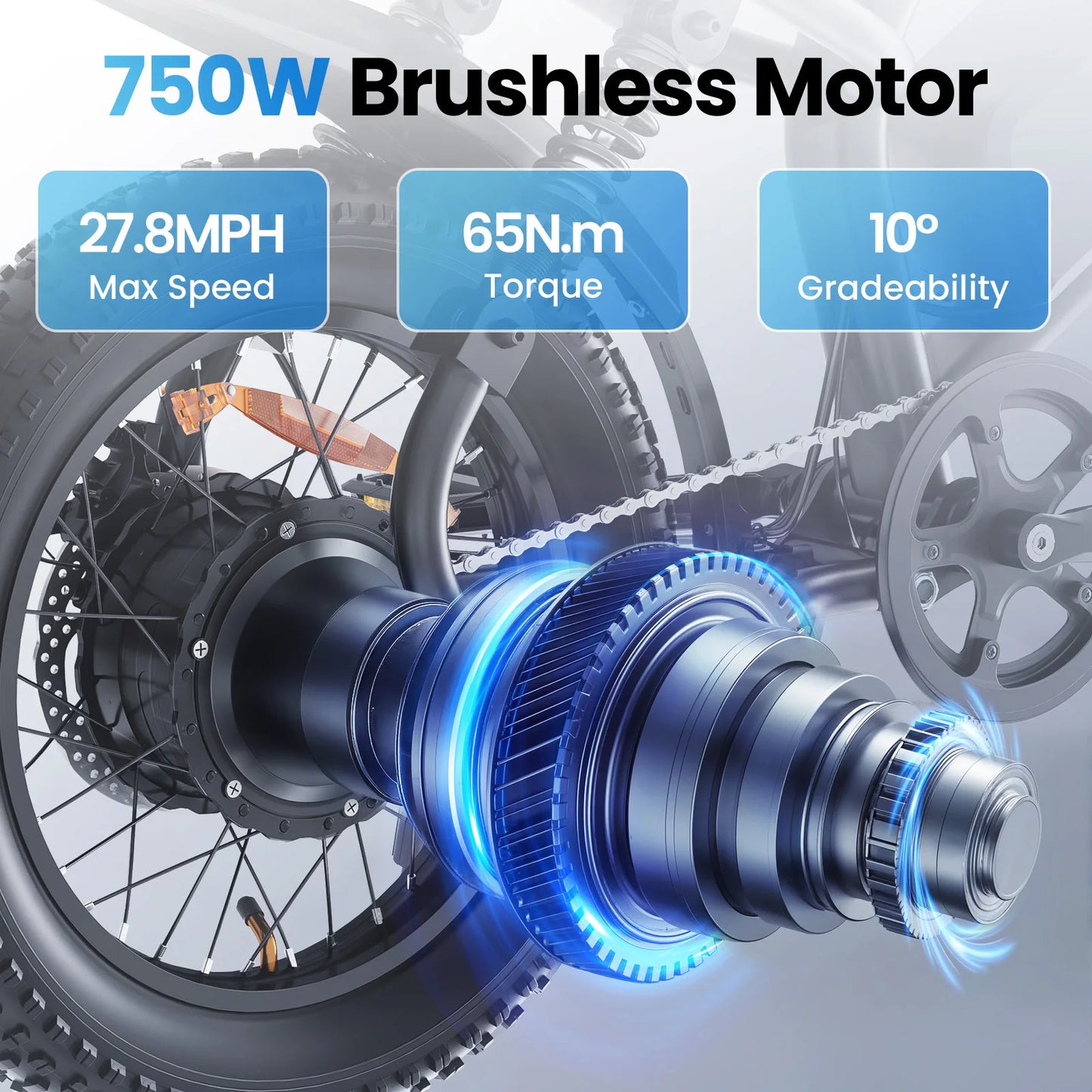 750W Electric Dirt Bike for Adults & Teens – 16" x3.0 Fat Tire Electric Bike, 48V 15Ah Battery, 5 PAS, Electric Bicycle