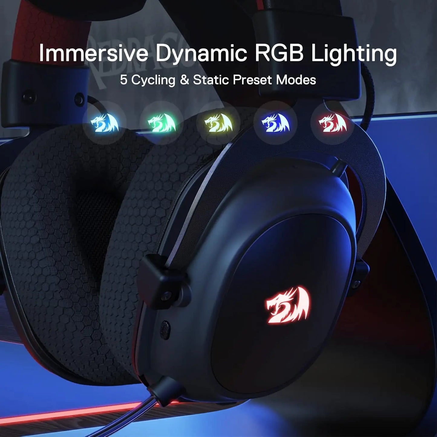 Redragon H510 PRO Zeus-X RGB Wireless Gaming Headset 7.1 Surround Sound 53MM Audio Drivers  Multi Platforms Headphone