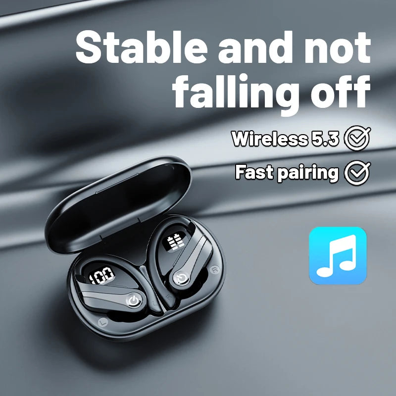 Wireless Earbuds 200H Long Standby Bluetooth Headphones, Over-Ear Stereo Bass Ear phone Built-in Microphone, Sports Waterproof ﻿