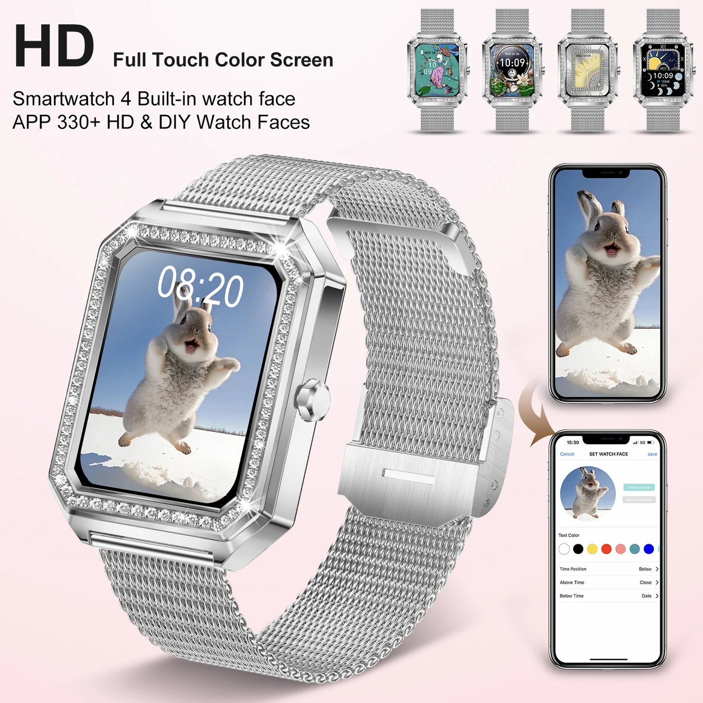 Smart Watch(Answer/Make Call),1.59"Touch Screen Smart Watch with Sports Modes/Voice Assistant/Music Player,Ideal Gift for Women