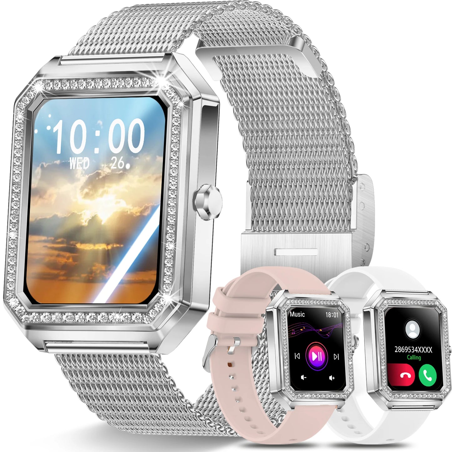 Smart Watch(Answer/Make Call),1.59"Touch Screen Smart Watch with Sports Modes/Voice Assistant/Music Player,Ideal Gift for Women