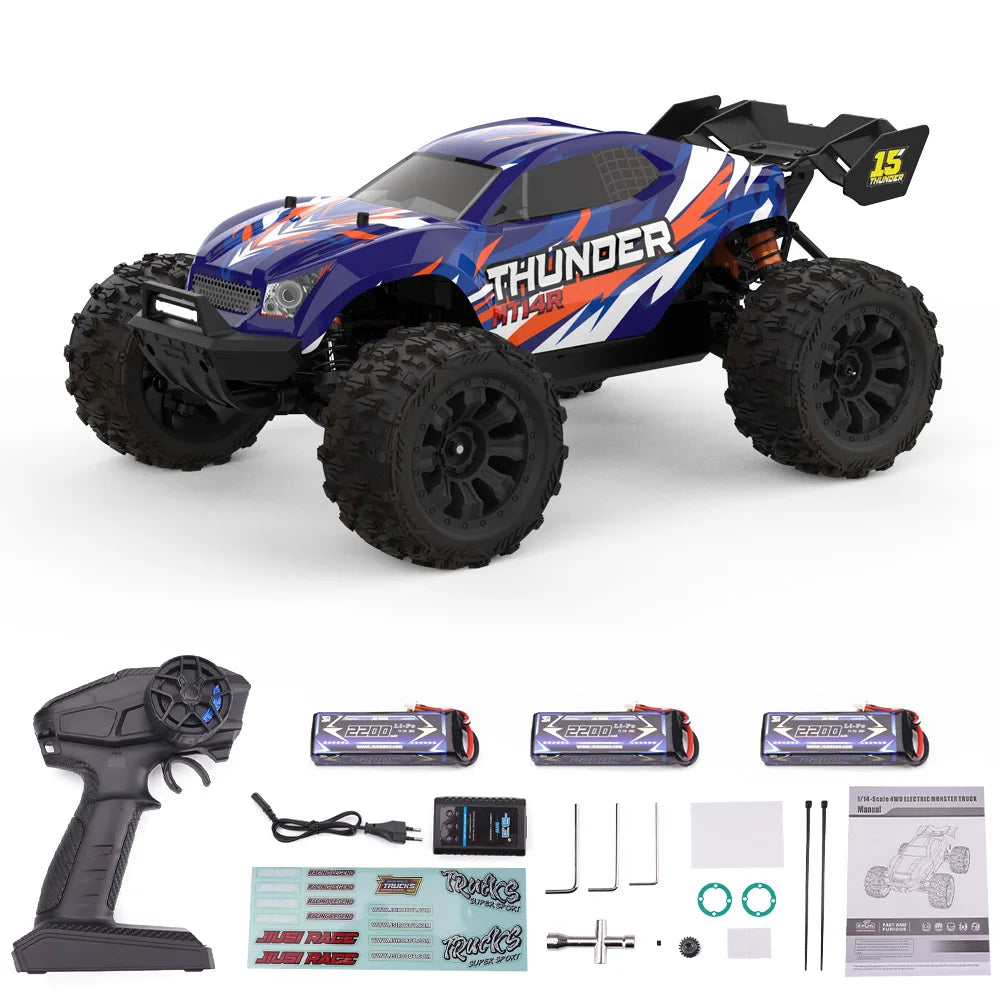 JIUSI PT14R MT14R 1/14 RC Racing Car 3S Battery 4WD 80km/h Brushless Motor 2.4G Remote Control 35C High Speed Off-road RC Truck