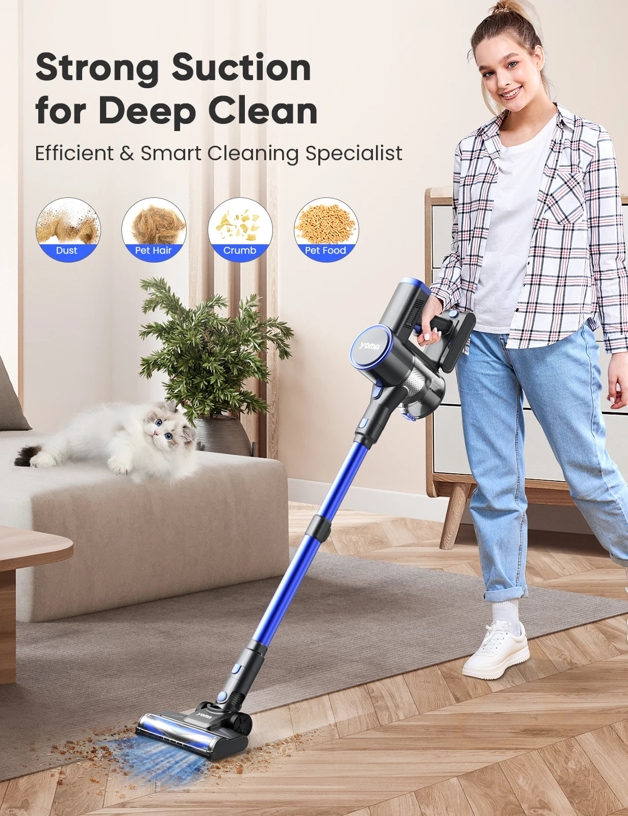 YOMA N12 Cordless Vacuum Cleaner,6-In-1 Powerful Stick Vacum Cleaner
