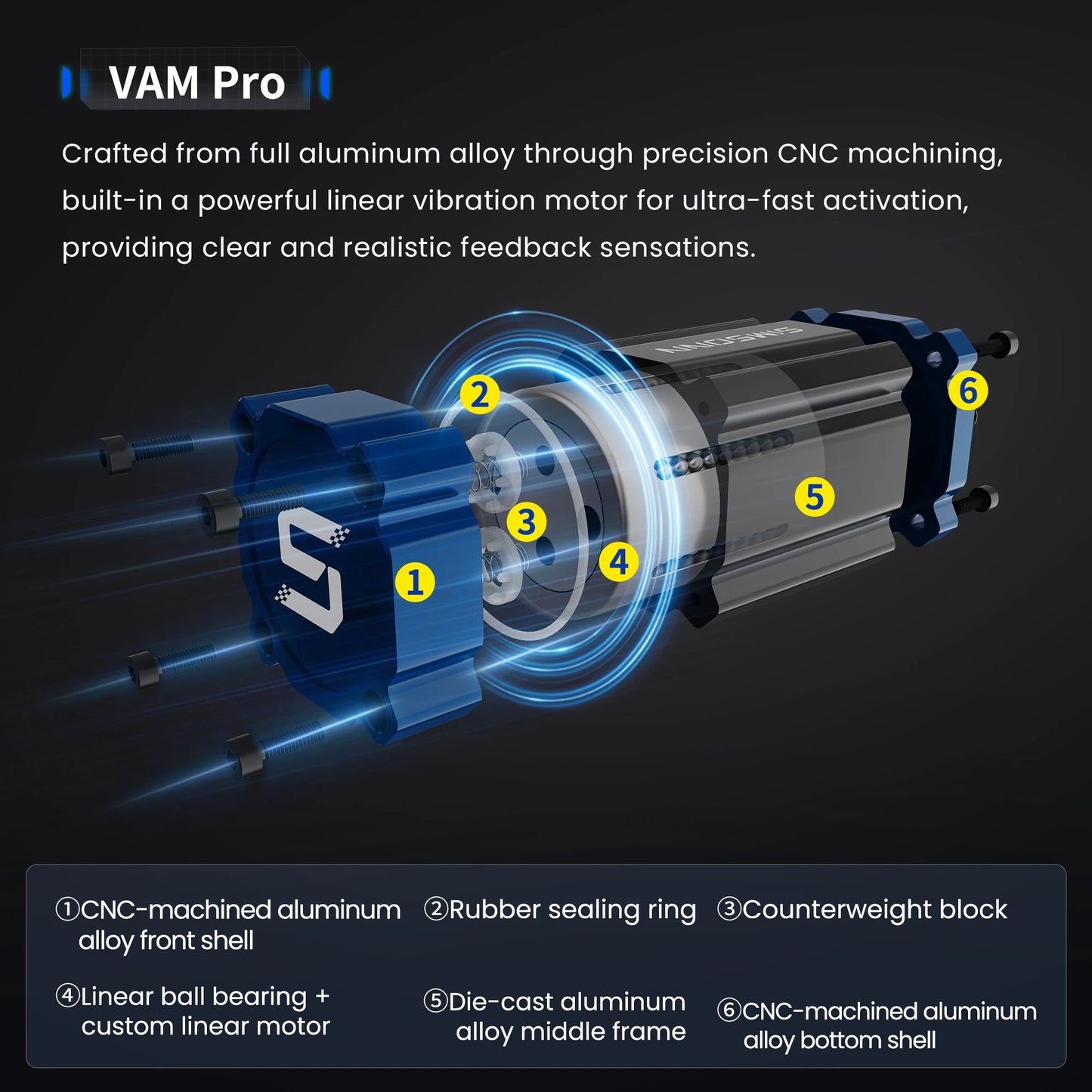 SIMSONN VAM and VAM Pro Linear Motor Haptic Reactor for the Pro X Ultra Pedal and Plus X Pedal for Vibration Feedback