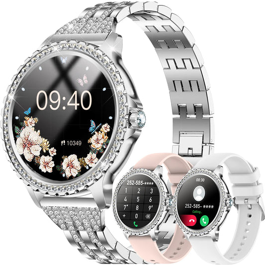 Smart Watch For women - 1.32" Touchscreen Fitness Tracker with Wireless Calls, Music Time Display, Step Counting