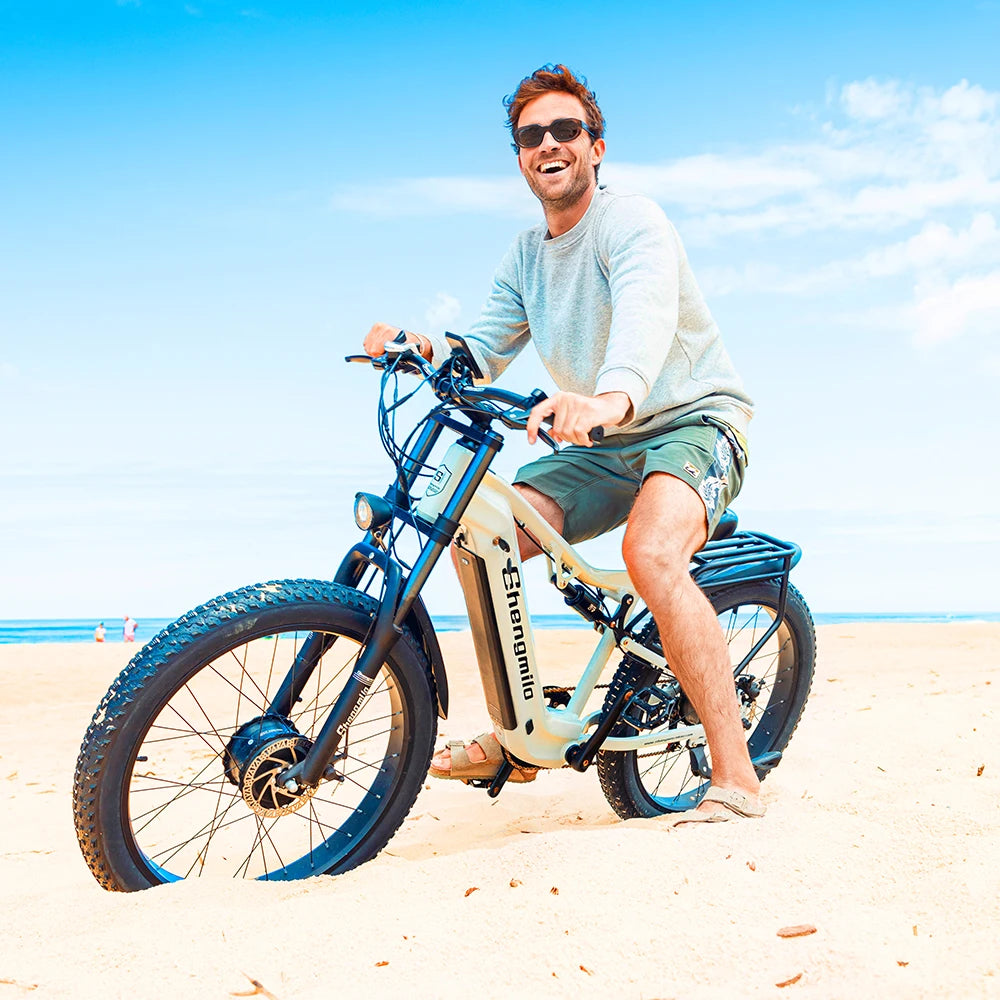 Shengmilo S600 Adult 1000W*2 E-bike Men's E-Mountain ebike with Two Motor, 48V840WH Battery,26" Fat Tire Electric Bike