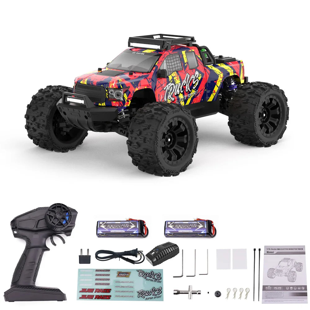 JIUSI PT14R MT14R 1/14 4WD RC Car 80km/h Brushless 2.4G Remote Control Racing Car High Speed Off-road RC Truck 3S 35C 2200mAh