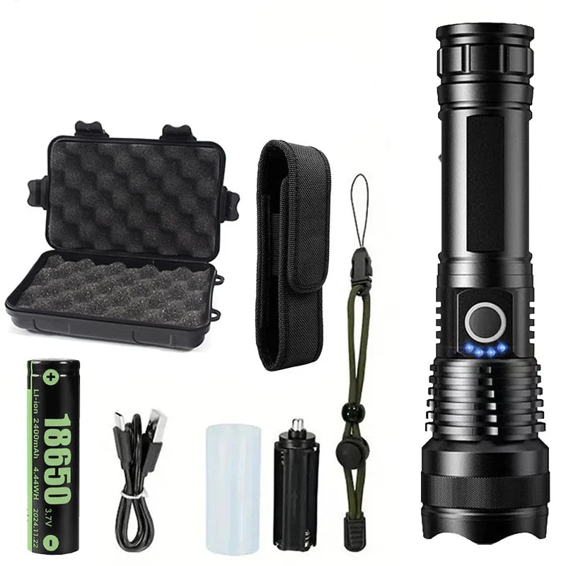Rechargeable Flashlights High Power LED Tactical Flashlight Super Bright Handheld Hunting Torch Light for Emergency Hiking