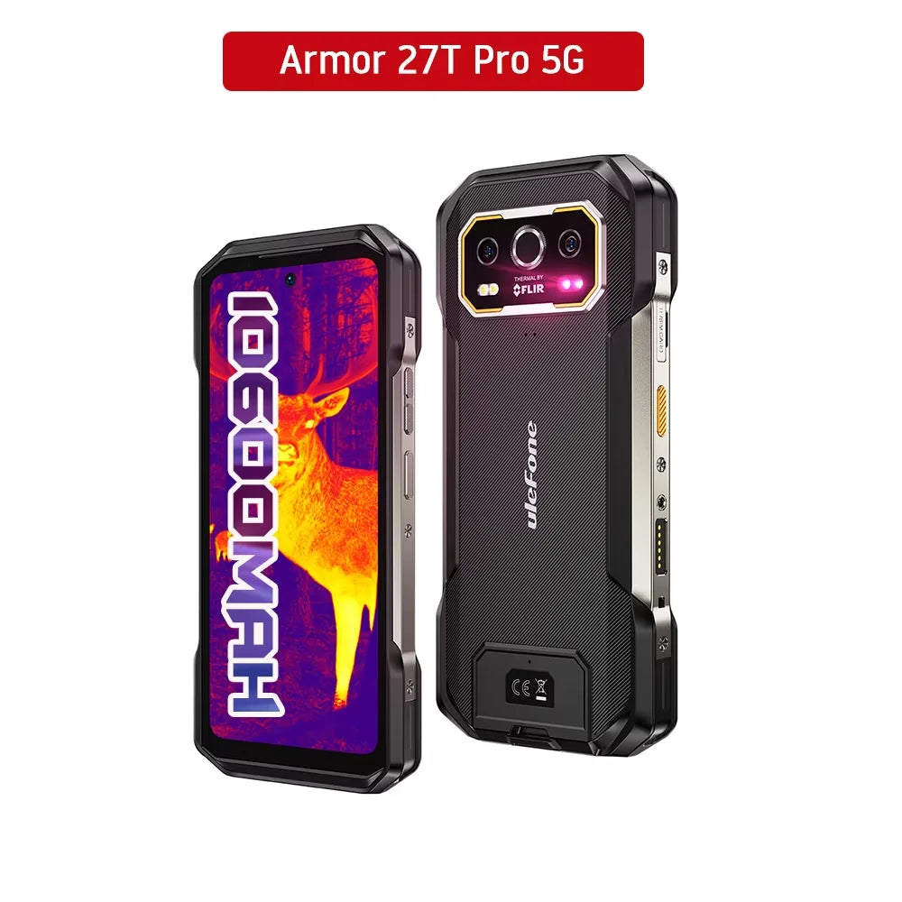Ulefone Armor 27T Pro 5G THERMAL BY FLIR® Rugged Phone Android 14 10600mAh Smartphone 64MP 6.78" 24GB+256GB Mobile Phone NFC