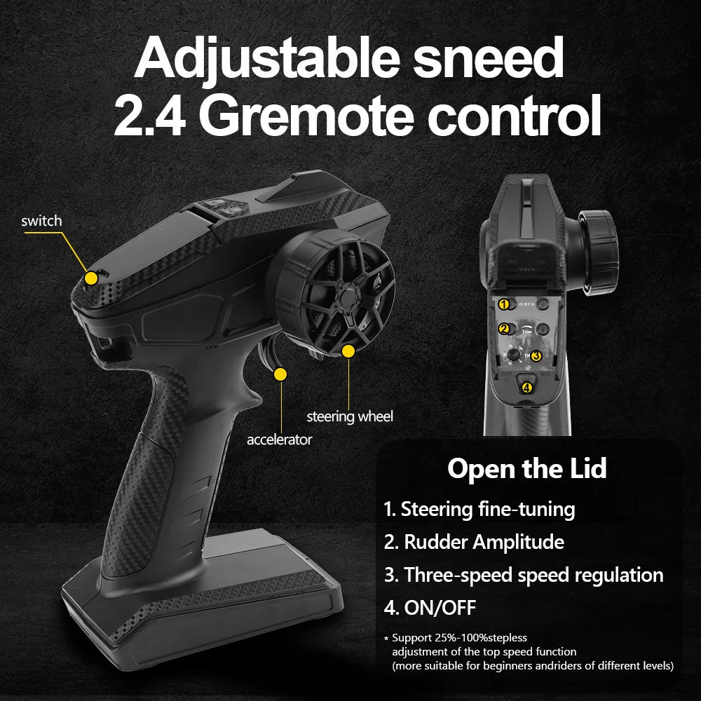 JIUSI PT14R 1/14 RC Racing Car 3S Battery 4WD 80km/h Brushless Motor 2.4G Remote Control 35C High Speed Off-road RC Truck