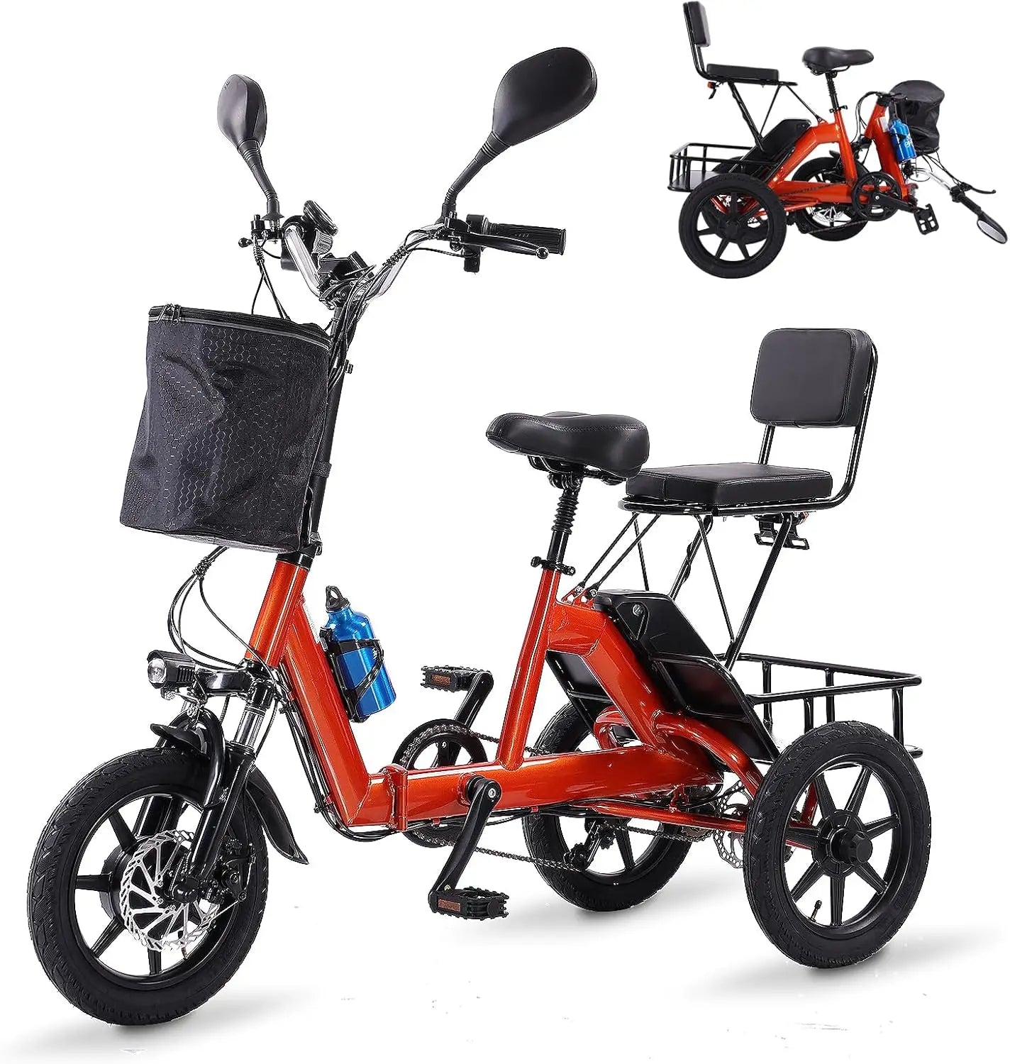 Electric Tricycle for Adults Foldable, 350W Folding Electric Trike, 3 Wheel Bikes for Adults with 480Wh Removable Battery