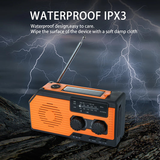 Hand Crank Radio Portable Solar Power Hand Crank Radio AM/FM/WB NOAA Weather LED Flashlight for Outdoor Camping Hiking