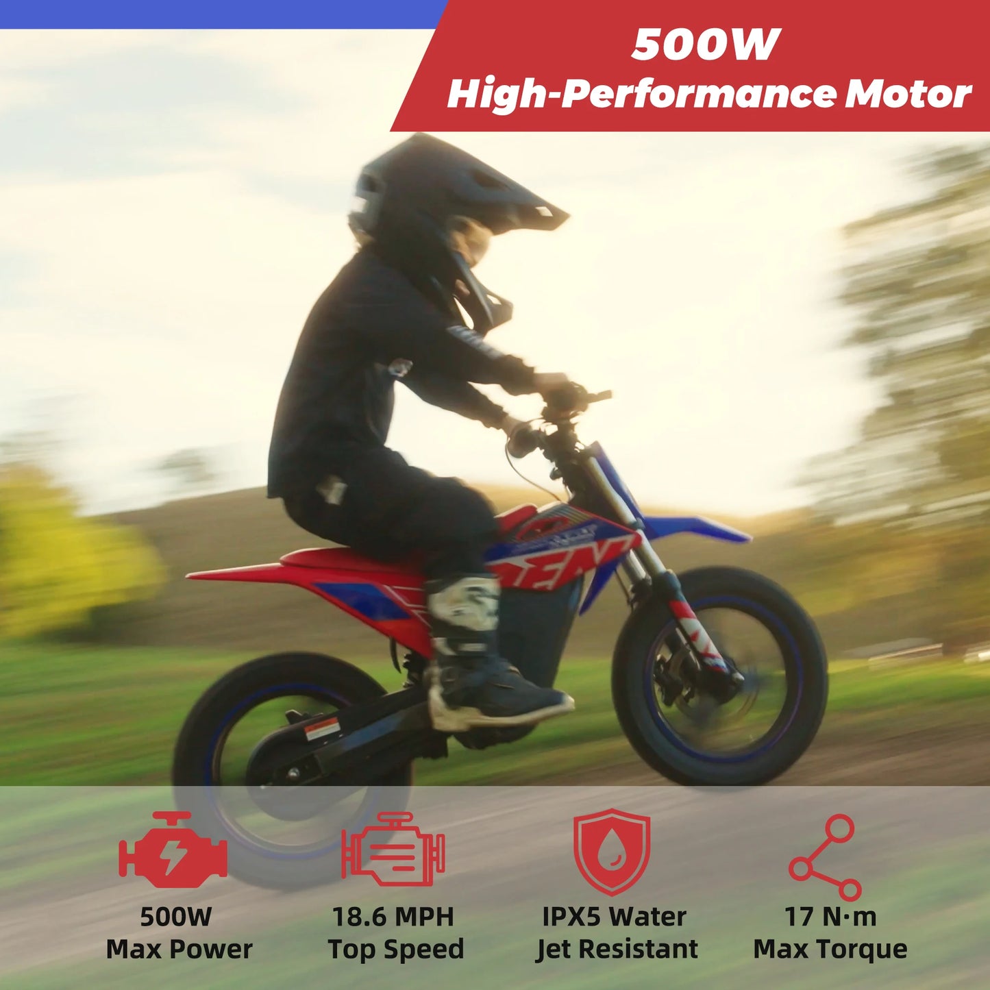 RFN Warrior Kids Serise Electric Dirt Bike – Off-Road Electric Motorcycle for Kids,Multi-Speed Ride, Durable Design for Ages 4–8