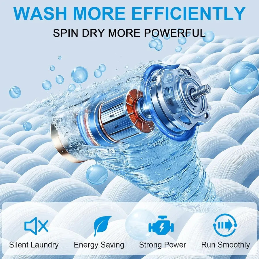 17Lbs Portable Washing Machine with10 Washing Programs 1.6 Cu. Ft. Full Automatic Washer and Spinner Combo Compact Laundry Wash