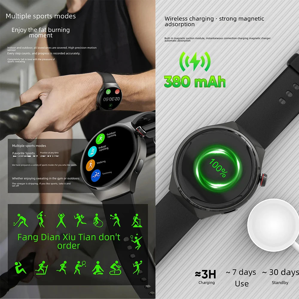 New NFC Men's Smart Watch AMOLED1.43-inch Large Screen Bluetooth Call Heart Rate Detection Outdoor Sports Women's Smartwatches