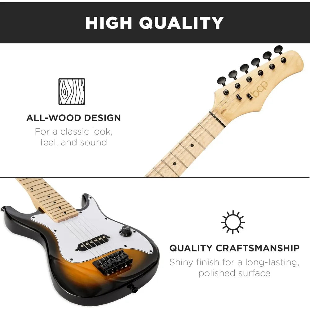 30in Kids Electric Guitar Beginner Starter Kit w/ 5W Amplifier, Strap, Gig Bag, Strings, Picks - Sunburst