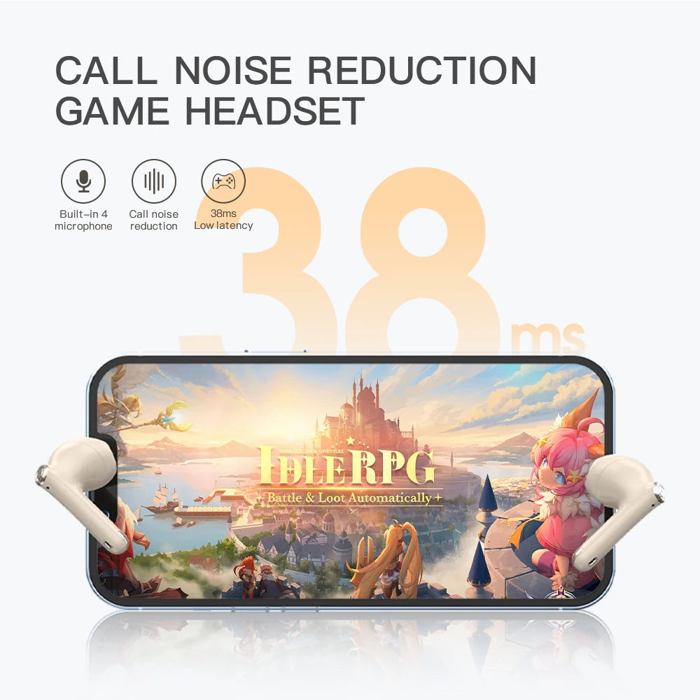 iKF-Find Air5 True Wireless Headphones Bluetooth App Control TWS Headset IPX5 Waterproof HiFi Earphone Gaming Earbuds with 4 Mic