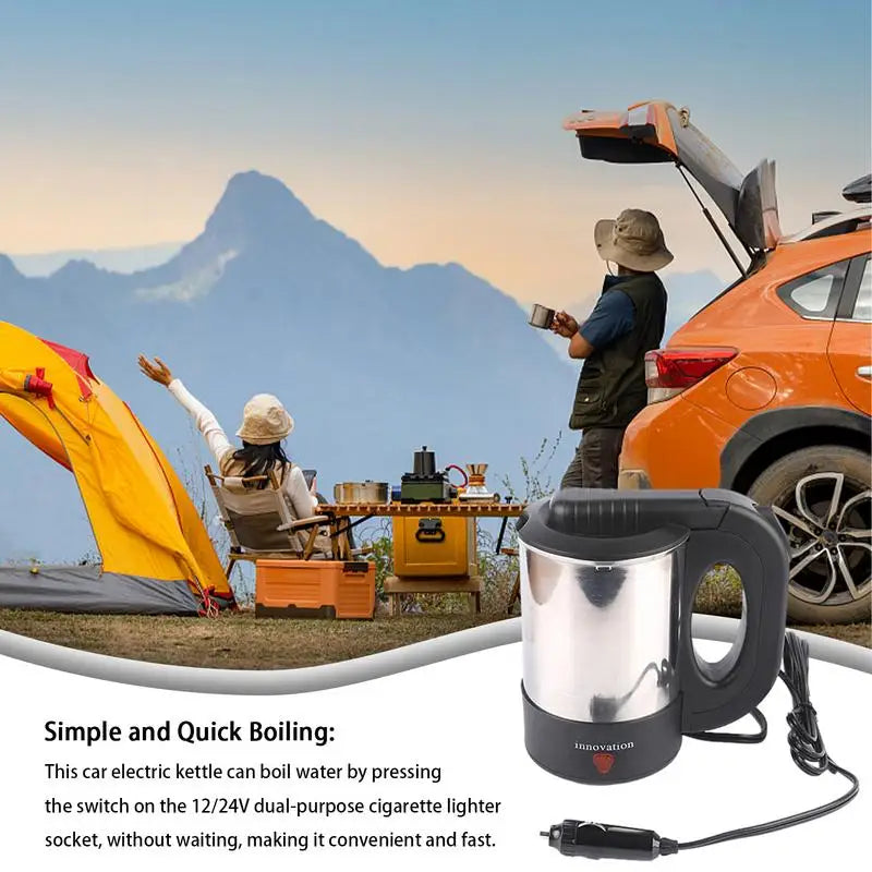 Car Kettle Truck Electric Water Heater Truck Stainless Steel Car Coffee Mug Heated Water Cup Pot Bottle 12V/24V For Travel