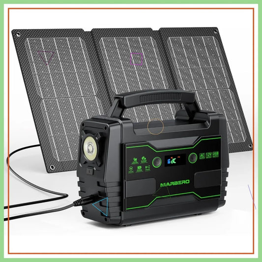 155Wh Solar Generator with 30W Panel, Portable Power Station, 2 AC Outlets, QC3.0 USB, UL Certified for Camping & Travel